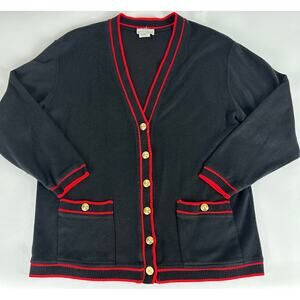 Vintage Long Line Two pocket Grandpa Cardigan Sweater Gold Tone Buttons Large